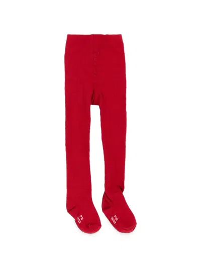 Petit Bateau Babies' Cable-knit Tights In Red