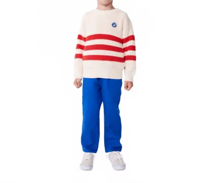 Petit Bateau Kids' Captain Striped Sweater Top In Red