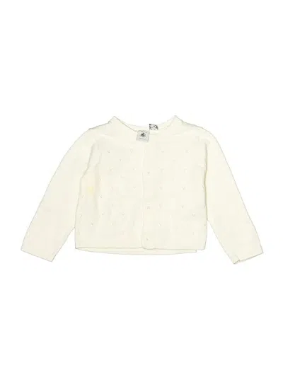 Pre-owned Petit Bateau Kids' Cardigan Sweater In White