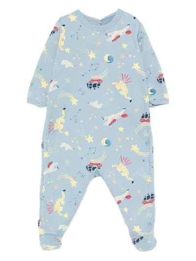 Petit Bateau Celestial-print Babygrow In Blue