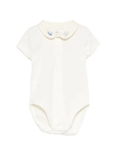 Petit Bateau Babies' Collared Embroidery Bobie In White