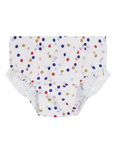 Petit Bateau Babies' Confetti-print Ruffled Swimsuit In Multi