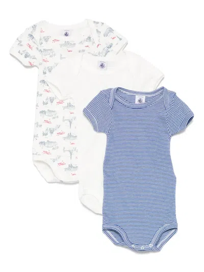 Petit Bateau Babies' Cotton Bodies (pack Of Three) In White