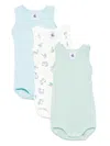 Petit Bateau Cotton Bodysuits (set Of Three)