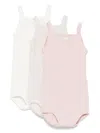 Petit Bateau Cotton Bodysuits (set Of Three) In 粉色