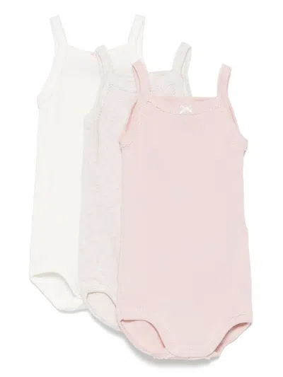 Petit Bateau Babies' Cotton Bodysuits (set Of Three) In Pink