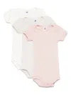 Petit Bateau Cotton Bodysuits (set Of Three) In Pink