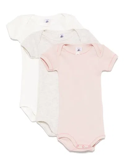 Petit Bateau Babies' Cotton Bodysuits (set Of Three) In Pink