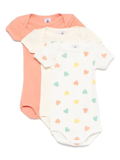 Petit Bateau Babies' Cotton Bodysuits (set Of Three) In White