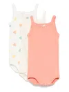 Petit Bateau Cotton Bodysuits (set Of Three) In Yellow