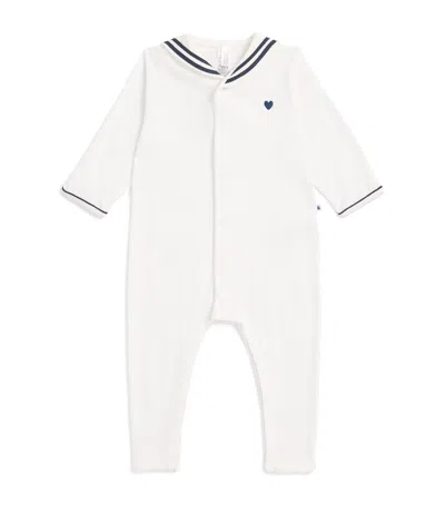 Petit Bateau Kids'  Cotton Collared Playsuit In White