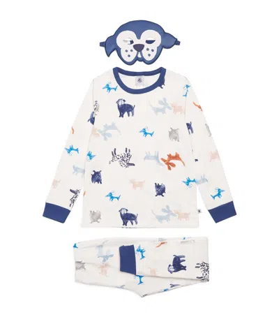Petit Bateau Kids' Cotton Dog Pyjamas And Mask Set In Multi
