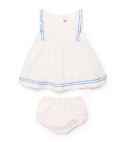 Petit Bateau Kids' Cotton Dress And Bloomers Set In White