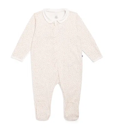 Petit Bateau Kids'  Cotton Floral Zip-up All-in-one In White