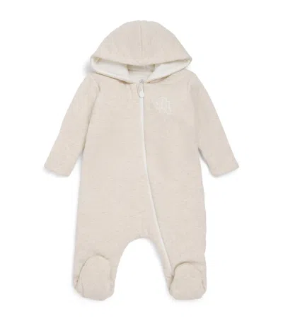 Petit Bateau Kids'  Cotton Hooded All-in-one In Brown