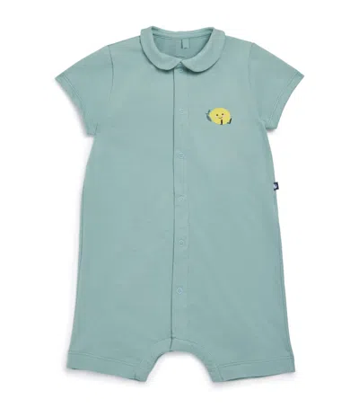 Petit Bateau Babies' Cotton Lemon Playsuit In Green