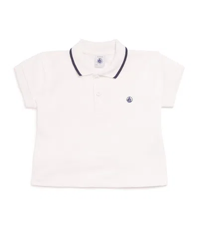 Petit Bateau Kids' Cotton Logo Polo Shirt In White