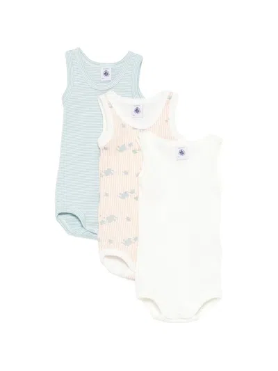 Petit Bateau Babies' Crew-neck Bodies (set Of Three) In Multi