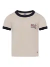 Petit Bateau Crew-neck Logo T-shirt In Nude