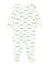 Petit Bateau Fleece Cotton Baby Suit With Crocodile Print In White
