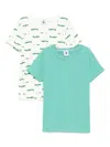 Petit Bateau Crocodile-print T-shirt (pack Of Two) In Green