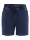 Petit Bateau Drawstring Denim Shorts In Blue