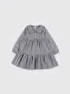 Petit Bateau Gingham-check Tiered-rufflfes Dress In Blue