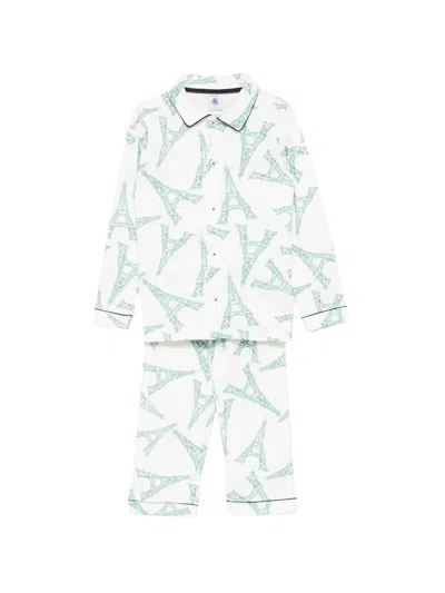 Petit Bateau Kids' Eiffel-tower-print Pajamas In White