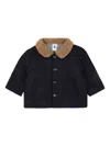 Petit Bateau Fleece-collar Wool-blend Jacket In Blue