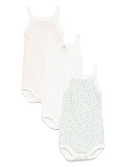 Petit Bateau Floral-print Babygrows (set Of Three)