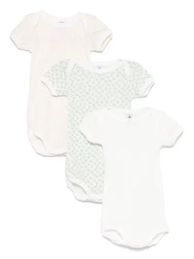 Petit Bateau Floral-print Babygrows (set Of Three)