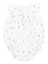 Petit Bateau Ivory Romper For Baby Girl With Floral Print In White