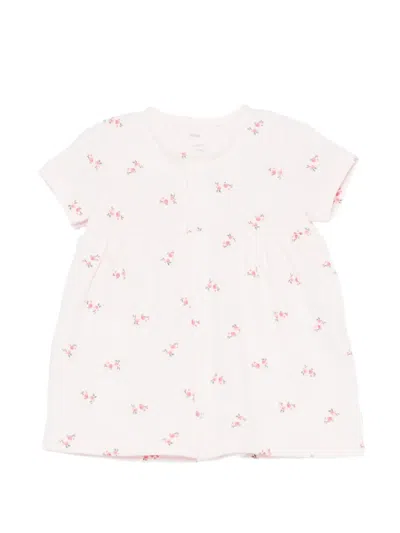 Petit Bateau Babies' Floral-print Short-sleeve Dress In Pink