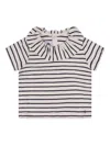Petit Bateau Frilled-collar Striped T-shirt In Multi