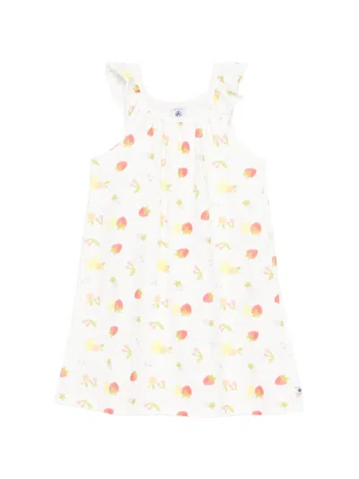 Petit Bateau Kids' Fruit-print Nightdress In White