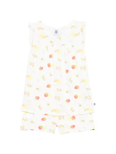 Petit Bateau Kids' Fruit-print Pajamas In White