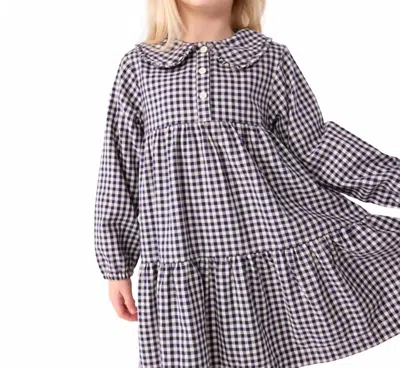 Petit Bateau Kids' Girl's Check Collar Dress In Blue