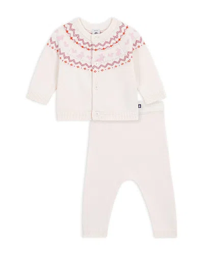 Petit Bateau Girls' Knit Cardigan Sweater & Pants Set - Baby In Brown