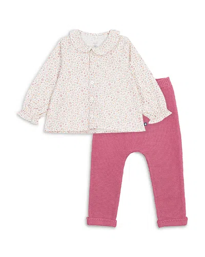 Petit Bateau Girls' Long Sleeved Printed Top & Pants Set - Baby In Multi