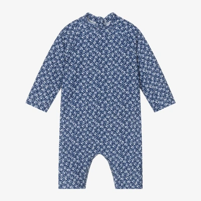 Petit Bateau Babies' Girls Navy Blue Floral Print Sun Suit (uv50+)