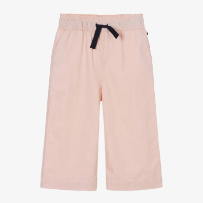 Petit Bateau Kids' Girls Pink Cotton & Linen Twill Trousers