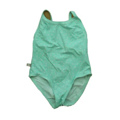 Pre-owned Petit Bateau Kids' Girls Turquoise Stars 1-piece Swimsuit In Green