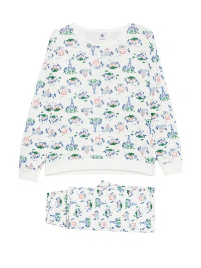 Petit Bateau Graphic-print Cotton Pajamas In White