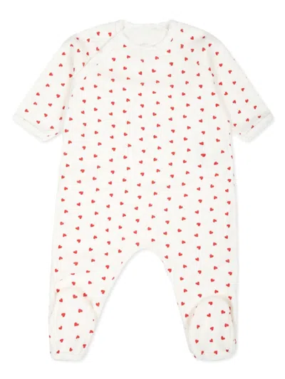 Petit Bateau Babies' Heart-motif Romper In White