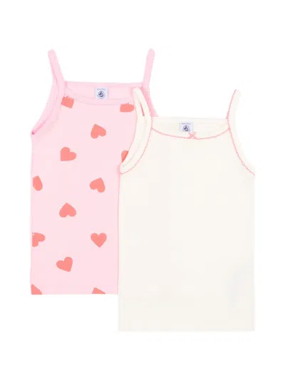 Petit Bateau Kids' Heart-motif Tank Top Set (set Of Two) In Multi