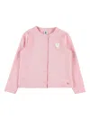 Petit Bateau Heart-patch Fleece Cardigan In Pink