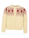 Petit Bateau Heart-pattern Button Cardigan In Neutral
