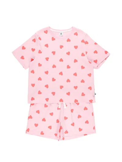 Petit Bateau Kids' Heart-pattern Pyjamas (set Of Two) In Pink