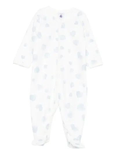 Petit Bateau Heart-print Babygrow In White