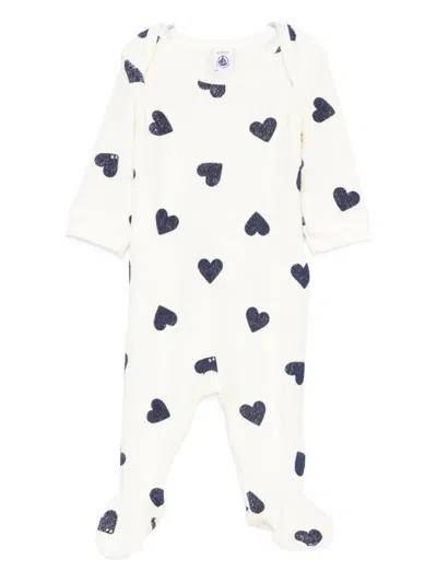 Petit Bateau Heart-print Babygrow In White